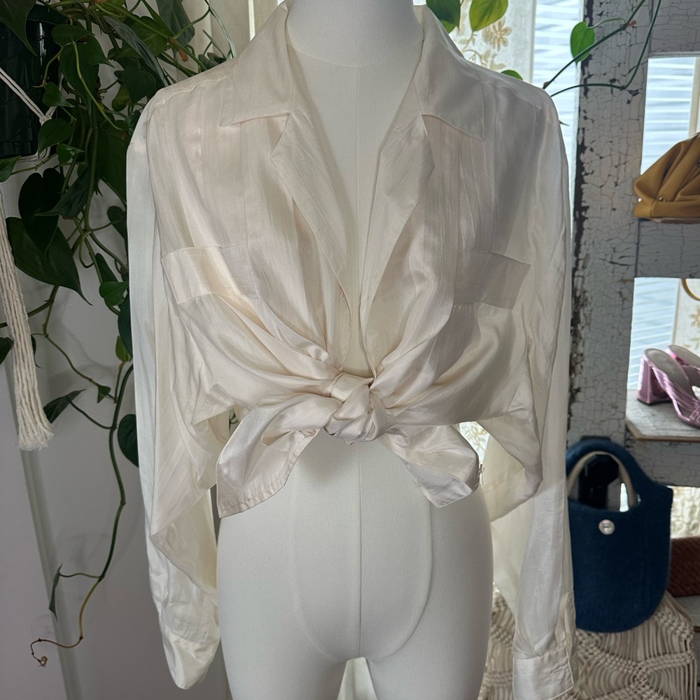 Vintage Cream Long Sleeve Button Down Shirt